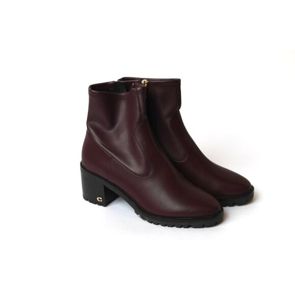 Coach Shoes - Coach Women’s Leather Bootie Sz US7 Dark Cranberry Burgundy Wine NEW
